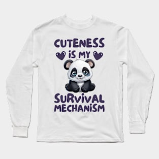 cuteness is my survival mechanism cute funny panda Long Sleeve T-Shirt